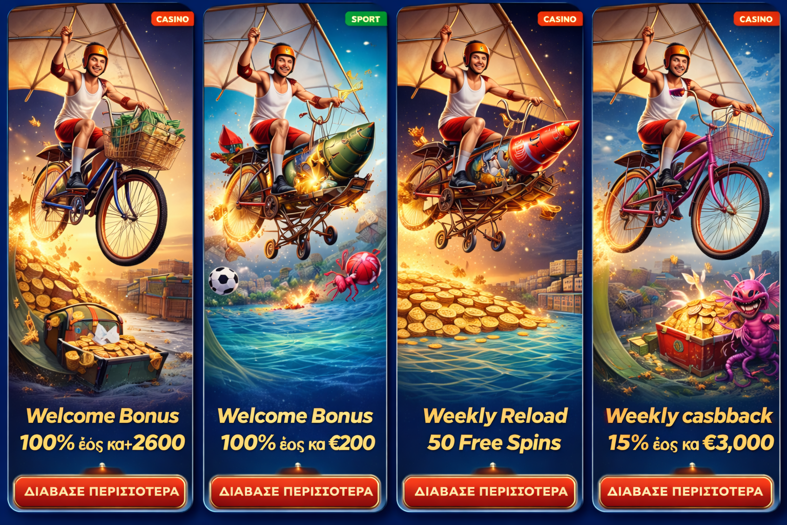 A selection of casino games is presented on the screen, highlighting different gaming options